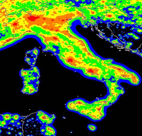 inquinamento luminoso in italia