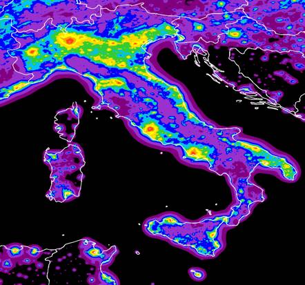 inquinamento luminoso in italia