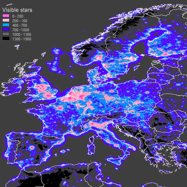 number of visible stars